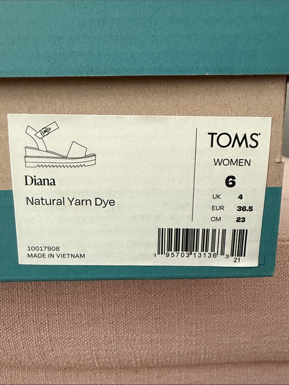 TOMS Natural Canvas Wedge Sandals - Picture 6 of 7